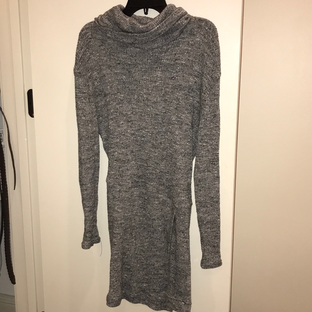 free people, cowl neck, sweater dress, grey